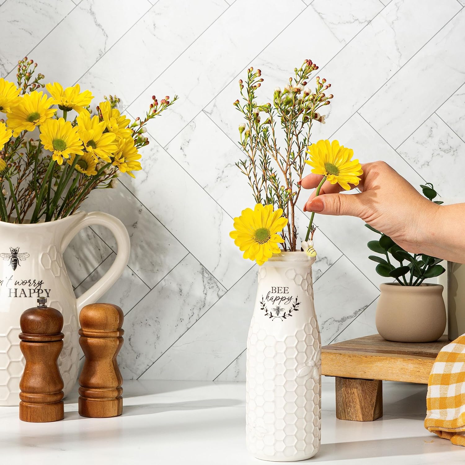 Ceramic Flower Vase, Flower Vase, Honeycomb Decor - 3 Ceramic Flower Vase, Flower Vase, Honeycomb Decor - 3